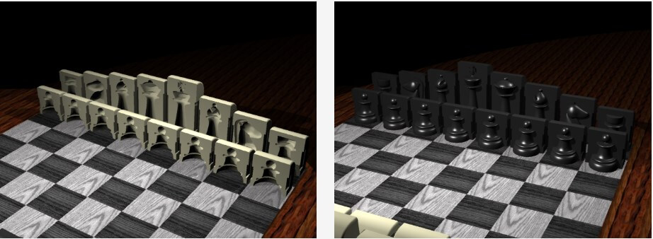 in một bộ cờ vua 3D